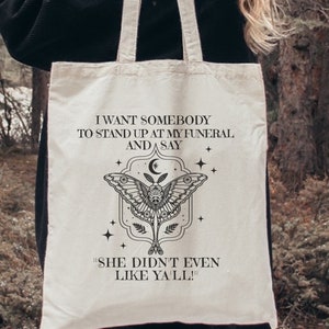 Luna Moth Tote Bag Wiccan Tote Bag Dark Academia Witchy Tote Bag Funny gift For Her Literary Tote Bag Goth Tote Bag Lunar Moth Tote Bag