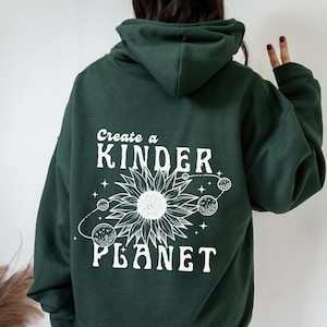 Sunflower Hoodie Nature Hoodies Granola Girl Hiking Hoodie Dark Green Hoodie Mental Health Hoodie