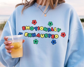 Felpa Kidcore emotivamente esausta, regalo Menhera, felpa Clowncore, abbigliamento Clowncore, maglione Empatia