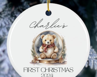 Decorazione natalizia personalizzata per il primo bambino, ricordo, pallina di Natale, regalo, ornamento in ceramica, decorazione della scena del primo Natale