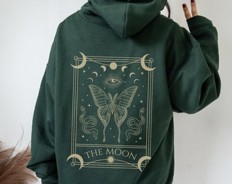 The Moon Tarot Moth Felpa con cappuccio Luna Moth Felpa con cappuccio Dark Academia Goth Tarot Celestial Felpa con cappuccio Cottagecore Felpa con cappuccio Goblincore Felpa con cappuccio