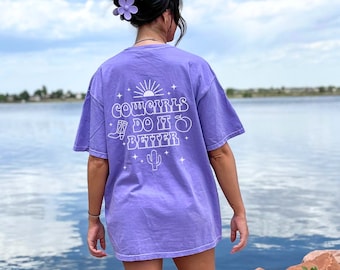 Cowgirls Do It Better Cowgirl Camiseta gráfica feminina na moda Western Country Concert Tee Sorority VSCO Camiseta