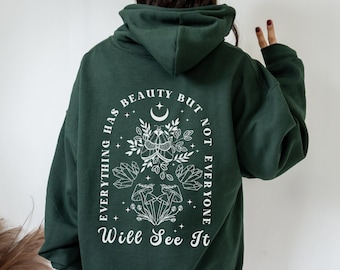 Everything Has Beauty Moth Hoodie Mushroom Hoodie Goblincore Lunar Moth Cottagecore Hoodie Moon Pull Over Hoodie Dark Academia Hoodie