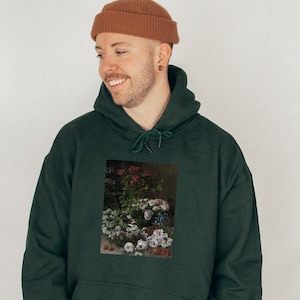 Claude Monet Signed Painting Dark Academia Hoodie Dark Green Hoodie Light Academeia Cottagecore Hoodie Academia Clothing