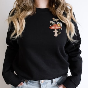 Whimsical Forest Mushroom Sweatshirt Goblincore Mushroom Sweater Witchy Clothing Cottagecore Fairy Sweatshirt Dark Cottagecore Sweatshirt