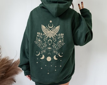 Moth Hoodie Dark Academia Cottagecore Hoodie Lunar Moth Academia Clothing Butterfly Hoodie Witchy Hoodie Boho Celestial Luna Moth Hoodie