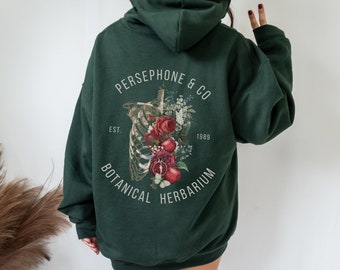 Persefone Mitologia greca Abbigliamento accademico leggero Dark Cottagecore Felpa con cappuccio greca Camicia botanica Cottagecore Amante della natura Abbigliamento fatato