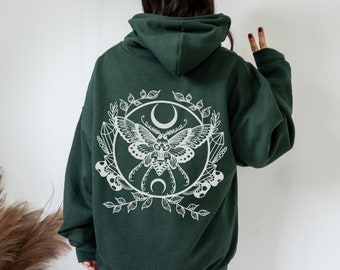 Moth Hoodie Dark Academia Cottagecore Hoodie Lunar Moth Academia Clothing Butterfly Hoodie Witchy Hoodie Boho Celestial Luna Moth Hoodie