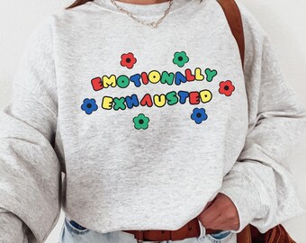 Emotionally Exhausted Kidcore Sweatshirt Menhera Gift  Clowncore Sweatshirt Clowncore Clothing Empathy Sweater