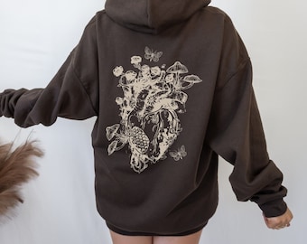 Fairy Grunge Cottagecore Hoodie Mushroom Hoodie Dark Academia Moth Hoodie Goblincore Dark Cottagecore Moth Hoodie Gift For Her