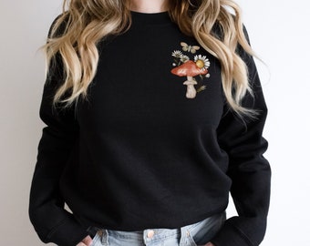 Grillige Forest Mushroom Sweatshirt Goblincore Mushroom Sweater Witchy Kleding Cottagecore Fairy Sweatshirt Donker Cottagecore Sweatshirt