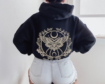 Moth Hoodie Dark Academia Cottagecore Hoodie Lunar Moth Academia Clothing Butterfly Hoodie Witchy Hoodie Boho Celestial Luna Moth Hoodie