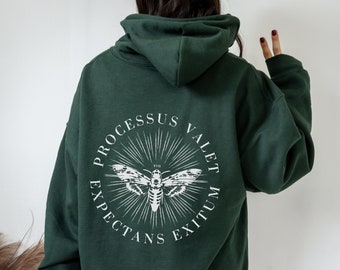 Das Ergebnis ist den Prozess wert Latin Moth Hoodie Grüner Academia Hoodie Alt Hoodie Dunkelgrüner Goblincore Hoodie Death Moth Hoodie