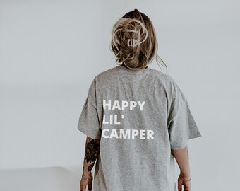 Happy Lil Camper National Parks Tshirt Retro Mountain Graphic Tee Granola Girl Environmental Camping Clothes Forestcore Indie Clothing