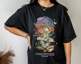 Shakespeare Shirt Dark Academia Cottagecore Mushroom Shirt Sapphic Poet Shirt Whimisgoth Luna Moth Shirt