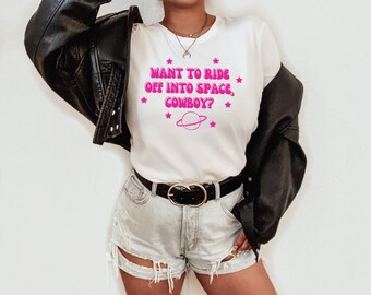 Space Cowgirl Y2K Western Tee Disco Cowgirl YeeHaw Camisa Howdy Camisa Hippie Cowboy Camiseta Wetsern Cowgirl Camisa Country Girl Camisa
