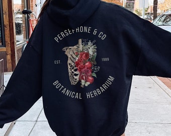 Persefone Mitologia greca Abbigliamento leggero Academia Felpa con cappuccio greca Cottagecore scuro Camicia botanica Cottagecore Amante della natura Abbigliamento Fairycore