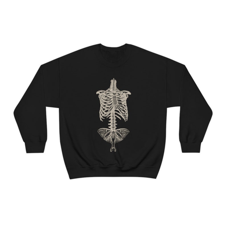 Skeleton Moth Sweatshirt Fairy Grunge Dark Cottagecore Sweatshirt Goth Gift For Her Insect Sweatshirt Moth Sweater Goblincore Sweatshirt image 5