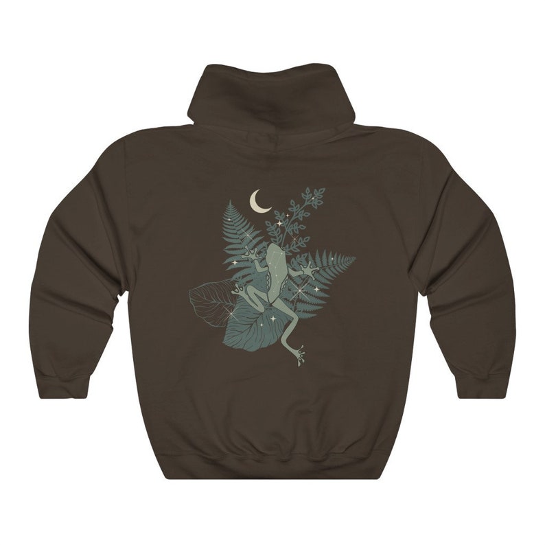 Felpa con cappuccio Baby Frog Felpa con cappuccio estetica con stampa posteriore Felpa con cappuccio Cottagecore Felpa con cappuccio Moon Goblincore Felpa con cappuccio Mystical Toad Brown Felpa con cappuccio Witch immagine 7