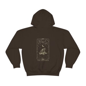 The Dreamer Frog Hoodie Back Print Aesthetic Tarot Hoodie Cottagecore Hoodie Moon Goblincore Hoodie Mystical Hoodie Witch Hoodie zdjęcie 7