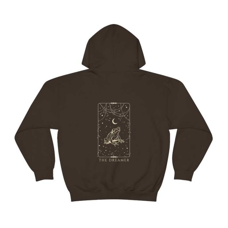 The Dreamer Frog Hoodie Back Print Aesthetic Tarot Hoodie Cottagecore Hoodie Moon Goblincore Hoodie Mystical Hoodie Witch Hoodie zdjęcie 7