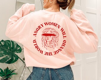 Medusa Feminist Sweatshirt Angry Women Will Change The World Medusa Sweatshirt Medusa Statue Greek Mythology Statue Medusa Shirt