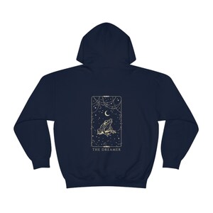 The Dreamer Frog Hoodie Back Print Aesthetic Tarot Hoodie Cottagecore Hoodie Moon Goblincore Hoodie Mystical Hoodie Witch Hoodie zdjęcie 6