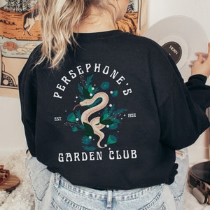 Persephone&#39;s Garden Club Back Print Sweatshirt Greek Mythology Dark Academia Academia Clothing Dark Cottagecore Greek Bookish Poet Shirt