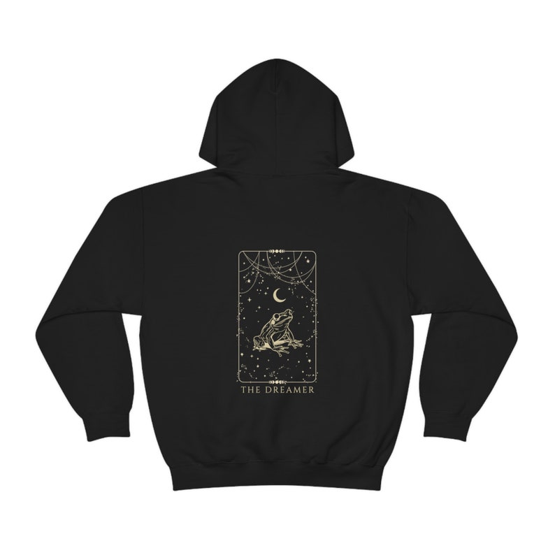 The Dreamer Frog Hoodie Back Print Aesthetic Tarot Hoodie Cottagecore Hoodie Moon Goblincore Hoodie Mystical Hoodie Witch Hoodie zdjęcie 5