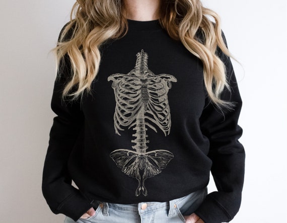 Skeleton Moth Sweatshirt Fairy Grunge Dark Cottagecore Sweatshirt Goth Gift For Her Insect Sweatshirt Moth Sweater Goblincore Sweatshirt