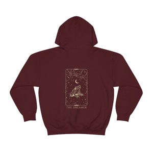 The Dreamer Frog Hoodie Back Print Aesthetic Tarot Hoodie Cottagecore Hoodie Moon Goblincore Hoodie Mystical Hoodie Witch Hoodie zdjęcie 8