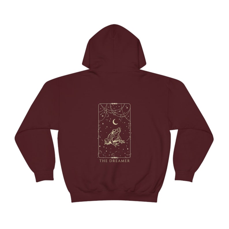 The Dreamer Frog Hoodie Back Print Aesthetic Tarot Hoodie Cottagecore Hoodie Moon Goblincore Hoodie Mystical Hoodie Witch Hoodie zdjęcie 8