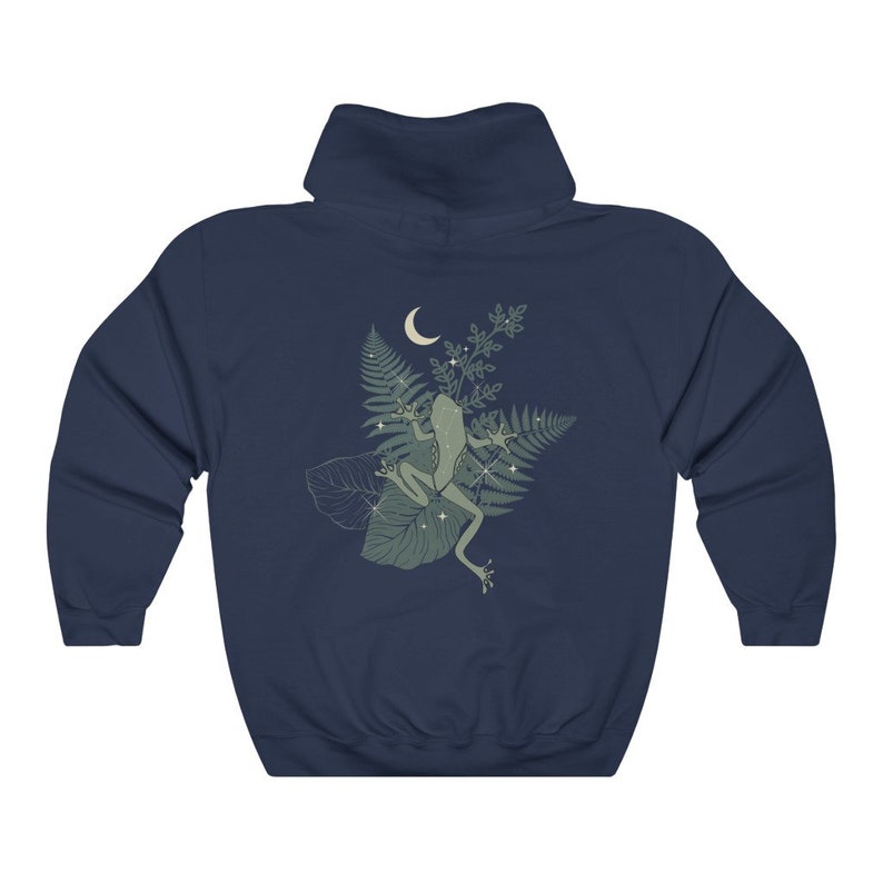 Felpa con cappuccio Baby Frog Felpa con cappuccio estetica con stampa posteriore Felpa con cappuccio Cottagecore Felpa con cappuccio Moon Goblincore Felpa con cappuccio Mystical Toad Brown Felpa con cappuccio Witch immagine 8