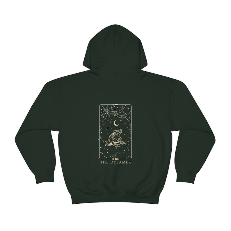 The Dreamer Frog Hoodie Back Print Aesthetic Tarot Hoodie Cottagecore Hoodie Moon Goblincore Hoodie Mystical Hoodie Witch Hoodie zdjęcie 4