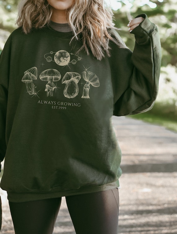 Moon Sweatshirt Mushroom Sweatshirt Dark Academia Plant Sweatshirt Moon Nature Witchy Sweatshirt Gift For Her