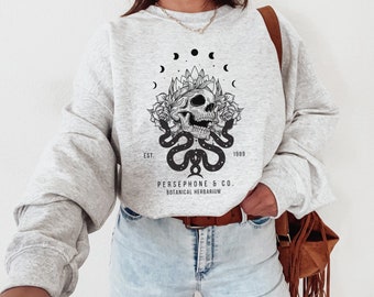 Persephone Granatapfel griechische Mythologie Sweatshirt Dark Academia Hades Booktok Light Academia Kleidung griechische Bücherwurm Dichter Sweatshirt