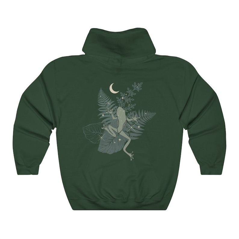 Felpa con cappuccio Baby Frog Felpa con cappuccio estetica con stampa posteriore Felpa con cappuccio Cottagecore Felpa con cappuccio Moon Goblincore Felpa con cappuccio Mystical Toad Brown Felpa con cappuccio Witch immagine 5