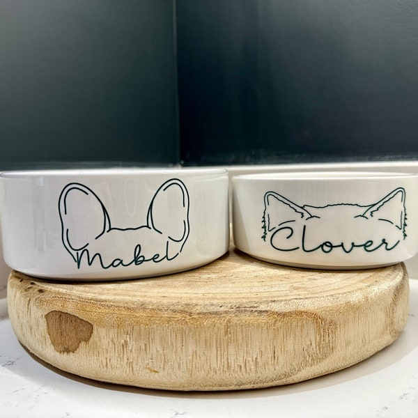 Personalised Pet Bowl (DISHWASHER SAFE) Dog Bowl Cat Bowl Rabbit Ceramic Feeding Bowl Mrs Hinch Inspired