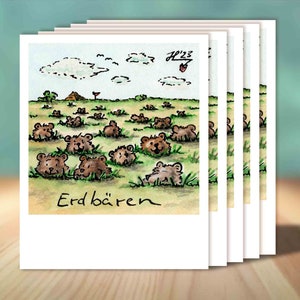 5 Polaroid - cartes postales, "Erdbären", carte à collectionner, carte postale