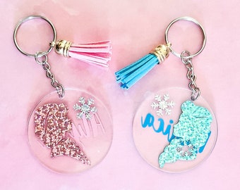 Personalisierter Frozen Schlüsselring/Elsa & Anna/Frozen Schlüsselanhänger/Taschenanhänger