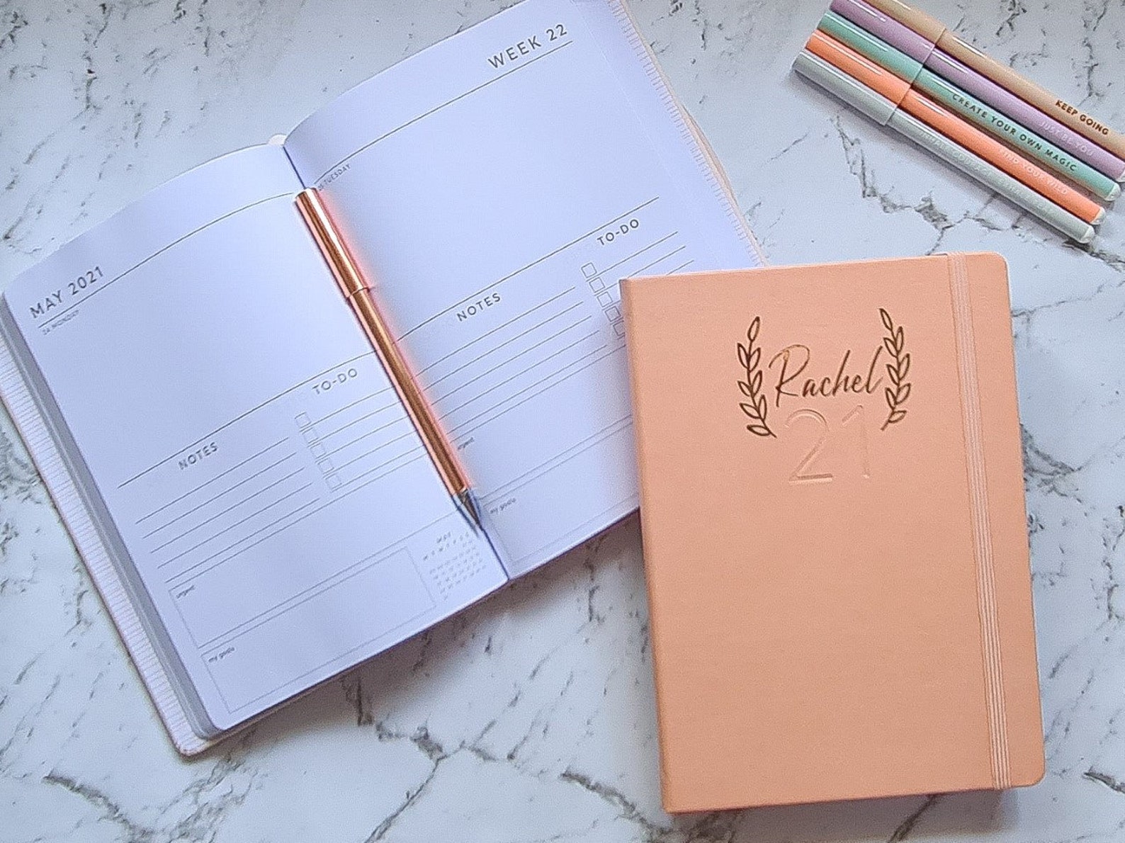 Personalised Diaries Diary 2021 Rose Gold Diary Teacher Etsy