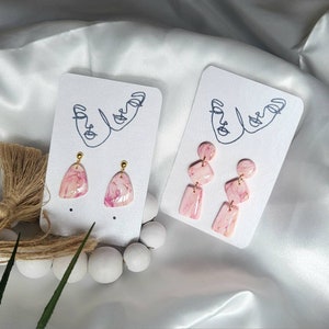 Pink Marble Polymer Clay Earrings / Handmade Jewellery