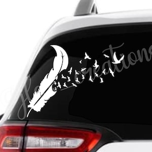 Feather Car Sticker, Car Vinyl Decal, Car Decal, Dreamer, Vinyl Stickers, Feathers, Birds