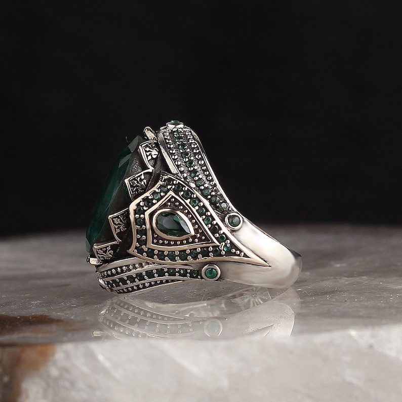Gift for Her Gift for Dad Real Sterling Silver Ring with Natural Emerald or Amber or Labradorite Stone Silver Women Ring Silver Men Ring