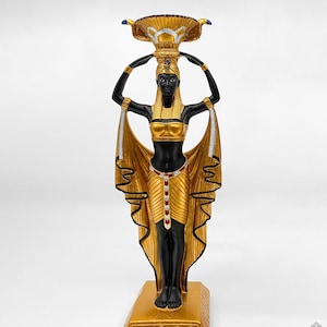 Unique Queen Cleopatra Statue With Candle Holder Available In Various Colors - For Rituals Ceremonies and Activations - Handmade In Egypt