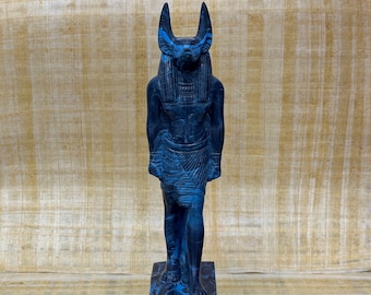 Rare Anubis Statue Coated With Melted Lapis Lazuli Stone - Unique One Piece Lavish Anubis Statue - Carefully Handmade In Egypt With Love