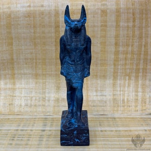 Rare Anubis Statue Coated With Melted Lapis Lazuli Stone - Unique One Piece Lavish Anubis Statue - Carefully Handmade In Egypt With Love