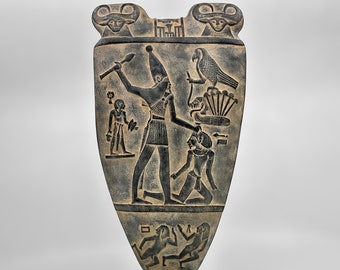 Paleta de Narmer: La réplica más realista del mercado. Solo para coleccionistas de antigüedades de alta gama. Hecha a mano con cuidado en Egipto con piedra.