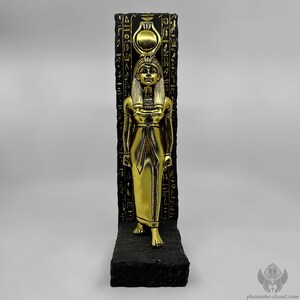 Lavish 14k Gold Coated Egyptian Statue of Goddess Hathor - Ancient Egyptian Twin Flame Goddess -  Egyptian Love Statue - Handmade In Egypt