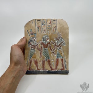 Egyptian Stele Stela of God Anubis n Horus - Egyptian Tablet of Anubis and Horus - Horus Stele - Masterfully Handmade In Egypt Using Stone
